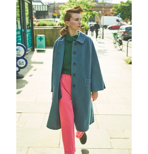 Sky Blue Double Faced Wool Coat