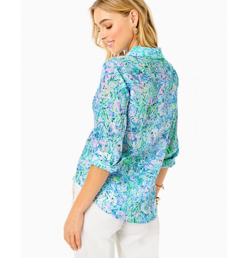 Sea View Linen Button Down Top