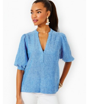 Mialeigh Elbow Sleeve Linen Top