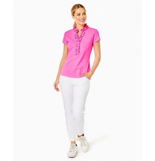 UPF 50+ Luxletic Frida Ruffle Polo Top