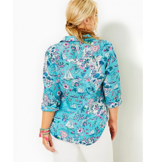 Sea View Linen Button Down Top