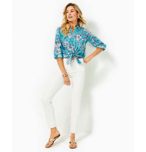 Sea View Linen Button Down Top