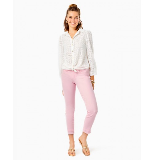 Sea Breeze Eyelet Button Down Top